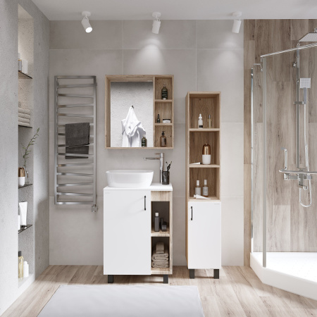 Тумба под раковину в ванной напольная Grossman ФЛАЙ-70 см, дуб сонома/белая